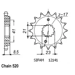 Pignon Xr 400 R 1996-2001 - 520 - 15 Dents - Similaire JTF1322