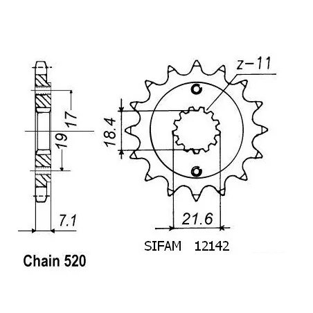 Pignon Xr 250 R 1996-2001 - 520 - 13 Dents - Similaire JTF1321