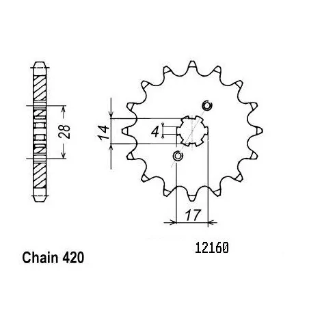 Pignon Derbi 50 2000-2005 - 420 - 14 Dents - Similaire JTF1127