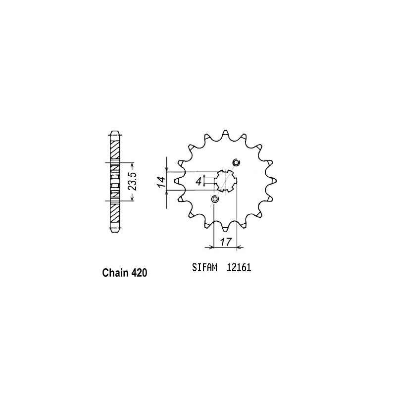 Pignon Derbi 2006 - 420 - 14 Dents - Similaire JTF1128