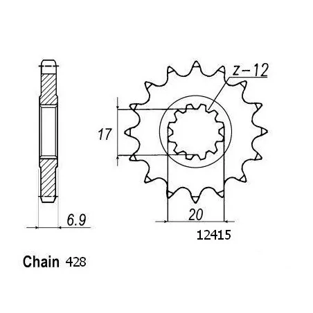 Pignon Hrd 50 - 428 - 13 Dents - Similaire JTF2415