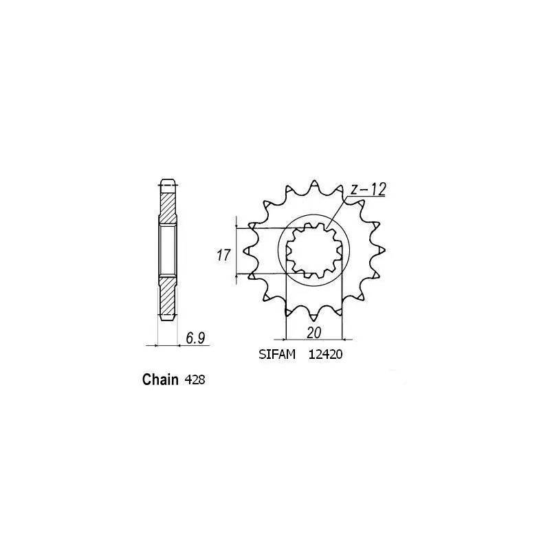 Pignon Beta 50 - 428 - 14 Dents - Similaire JTF4025