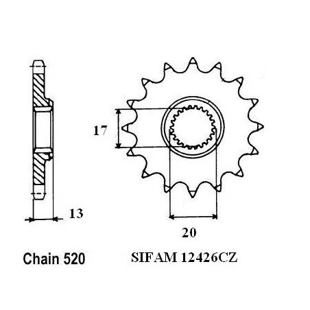 Pignon Tm 125 Cross - 520 - 12 Dents