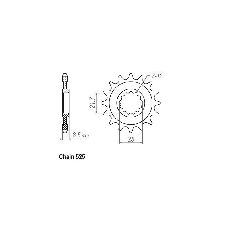 Pignon Kawasaki - 525 - 14 Dents - Similaire JTF1537