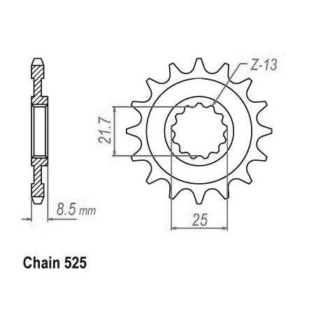 Pignon Kawasaki - 525 - 14 Dents - Similaire JTF1537