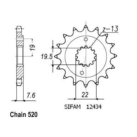 Pignon Quad 400 Kfx/Ltz - 520 - 13 Dents - Similaire JTF1401