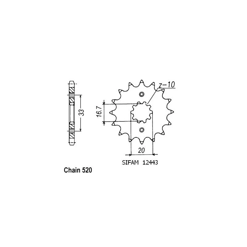 Pignon Kx-f/Rm-Z 250 2004 - 520 - 15 Dents - Similaire JTF430