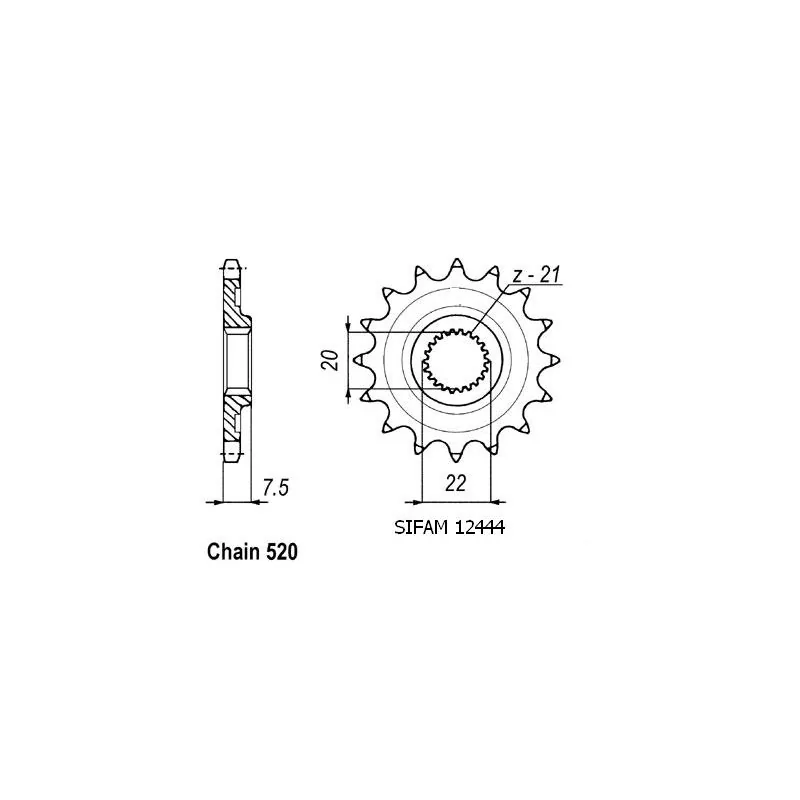 Pignon Crf 250 X/R 2004 - 125 Cr 2004 - 520 - 14 Dents - Similaire JTF