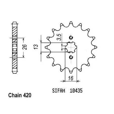 Pignon Dt 50 Mx 1981-1985 - 420 - 13 Dents - Similaire JTF562
