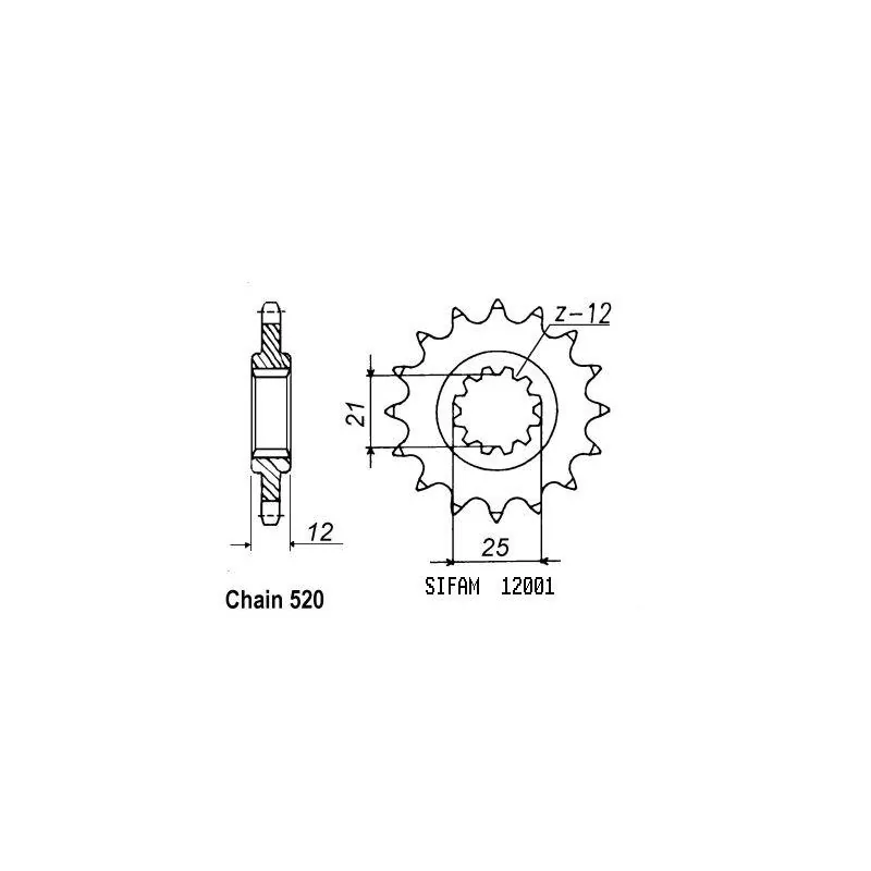 Pignon Husaberg/Husqvarna - 400 Wr 1986-1987 - 520 - 15 Dents - Simila