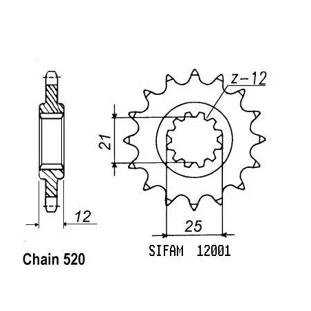 Pignon Husaberg/Husqvarna - 400 Wr 1986-1987 - 520 - 15 Dents - Simila