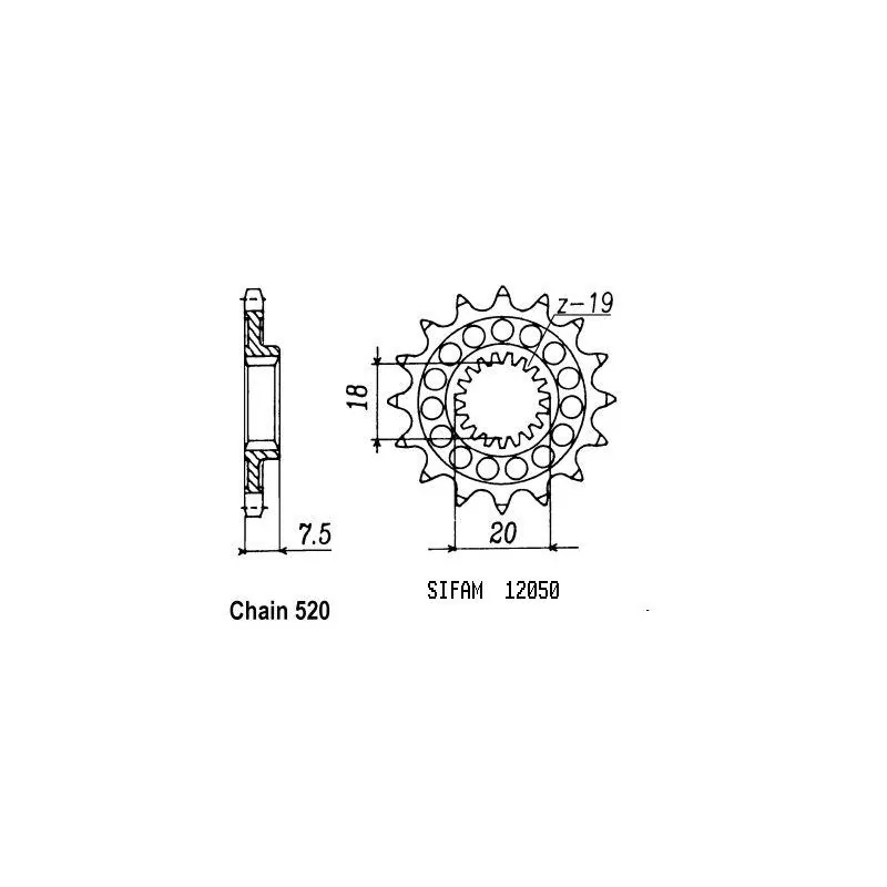 Pignon 125 Cr 1987-2001 - 520 - 15 Dents - Similaire JTF326