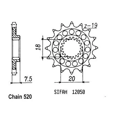 Pignon 125 Cr 1987-2001 - 520 - 15 Dents - Similaire JTF326