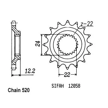Pignon Aprilia 600 Pegaso 1990 - 520 - 17 Dents - Similaire JTF1125