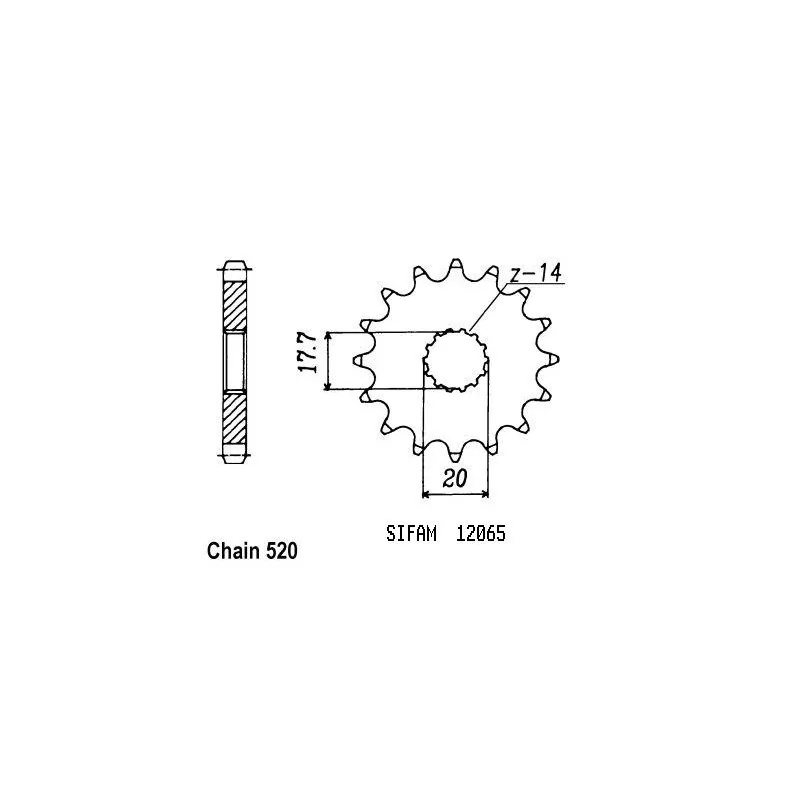 Pignon Yamaha - 125 Yz 1987-1999 - 520 - 15 Dents - Similaire JTF564