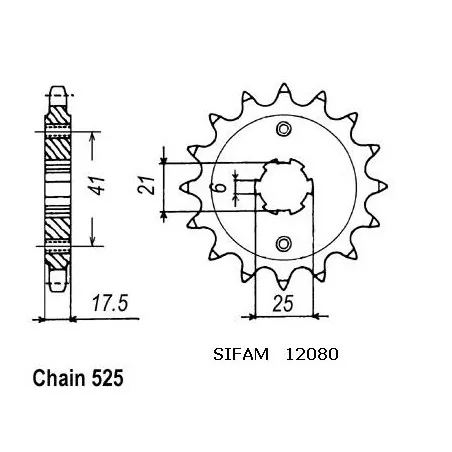 Pignon Gb500TT Club Man 1978-1980 - 525 - 15 Dents - Similaire JTF294