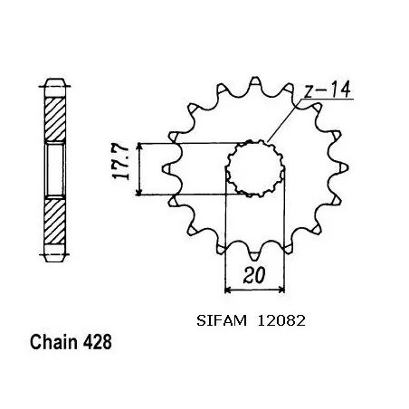 Pignon Yz 85 2001 - 428 - 13 Dents - Similaire JTF558