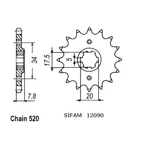 Pignon Xr 250 R 1991-1995 - 520 - 12 Dents - Similaire JTF327