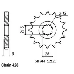 Pignon Sr 500 1991-1995 - 428 - 20 Dents - Similaire JTF1587