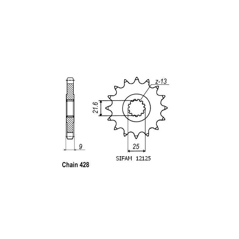 Pignon Sr 500 1991-1995 - 428 - 20 Dents - Similaire JTF1587