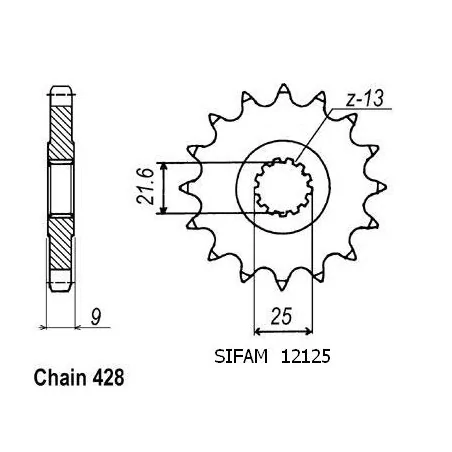 Pignon Sr 500 1991-1995 - 428 - 20 Dents - Similaire JTF1587