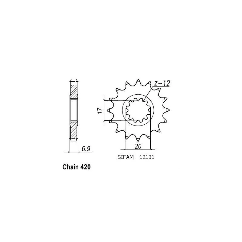Pignon Minarelli 50 1999-2007 420 - 420 - 13 Dents - Similaire JTF1120